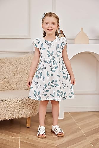 Miniatura 4 de PATPAT Vestidos para niña pequeña y bebé estampado de unicornio, manga con volantes, falda de dinosaurio para niños, 18-24 meses a 5-6 años