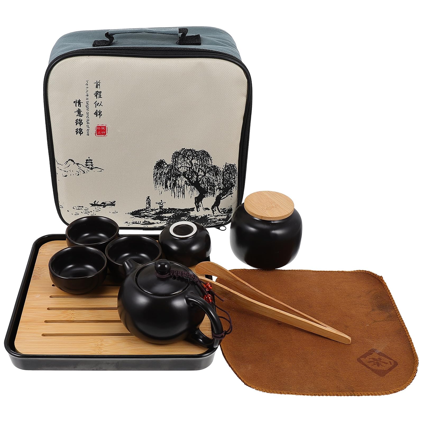 Juego de té kung fu portátil de cerámica para picnics y reuniones al aire libre