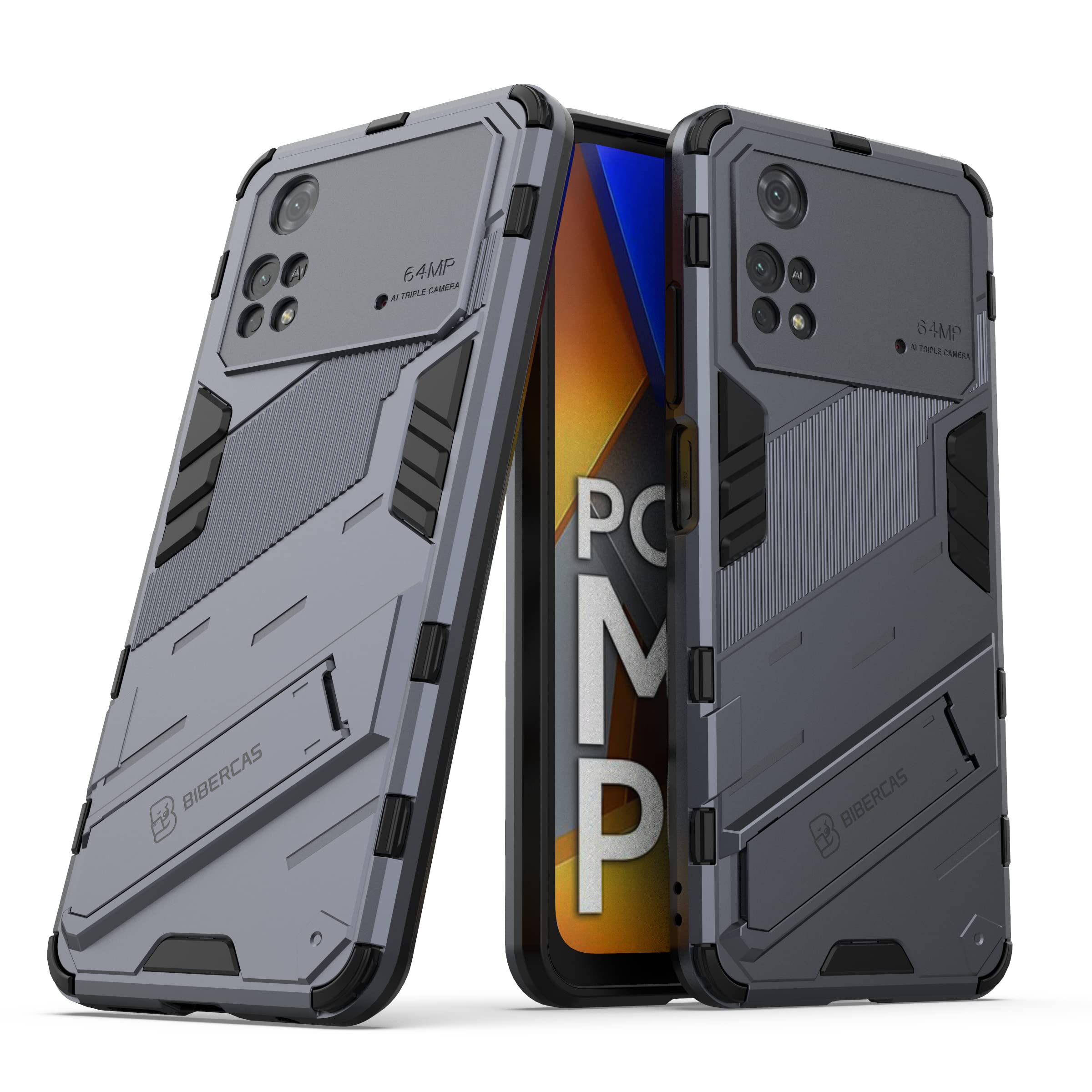 Mobile Mart Shock Proof & Kickstand with Camera Protection Hybrid Back Cover Case for Poco M4 Pro - (Gray) (B0CWP7CBT5) Amazon Price History, Amazon Price Tracker
