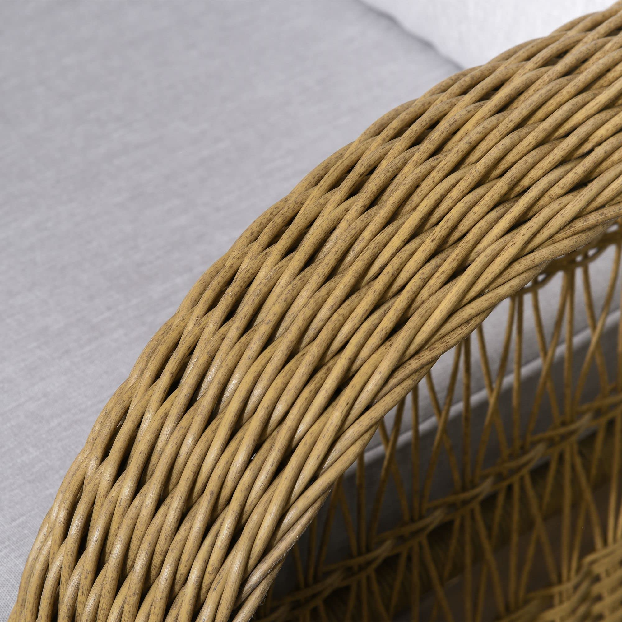 Outsunny Rattan Schaukelstuhl, Schaukelsessel mit Kissen, Gartenstuhl mit Waschbaren Polsterbezüge, Loungemöbel für Hinterhof, Garten, Terrassen, Gelb, 69 x 92 x 100 cm