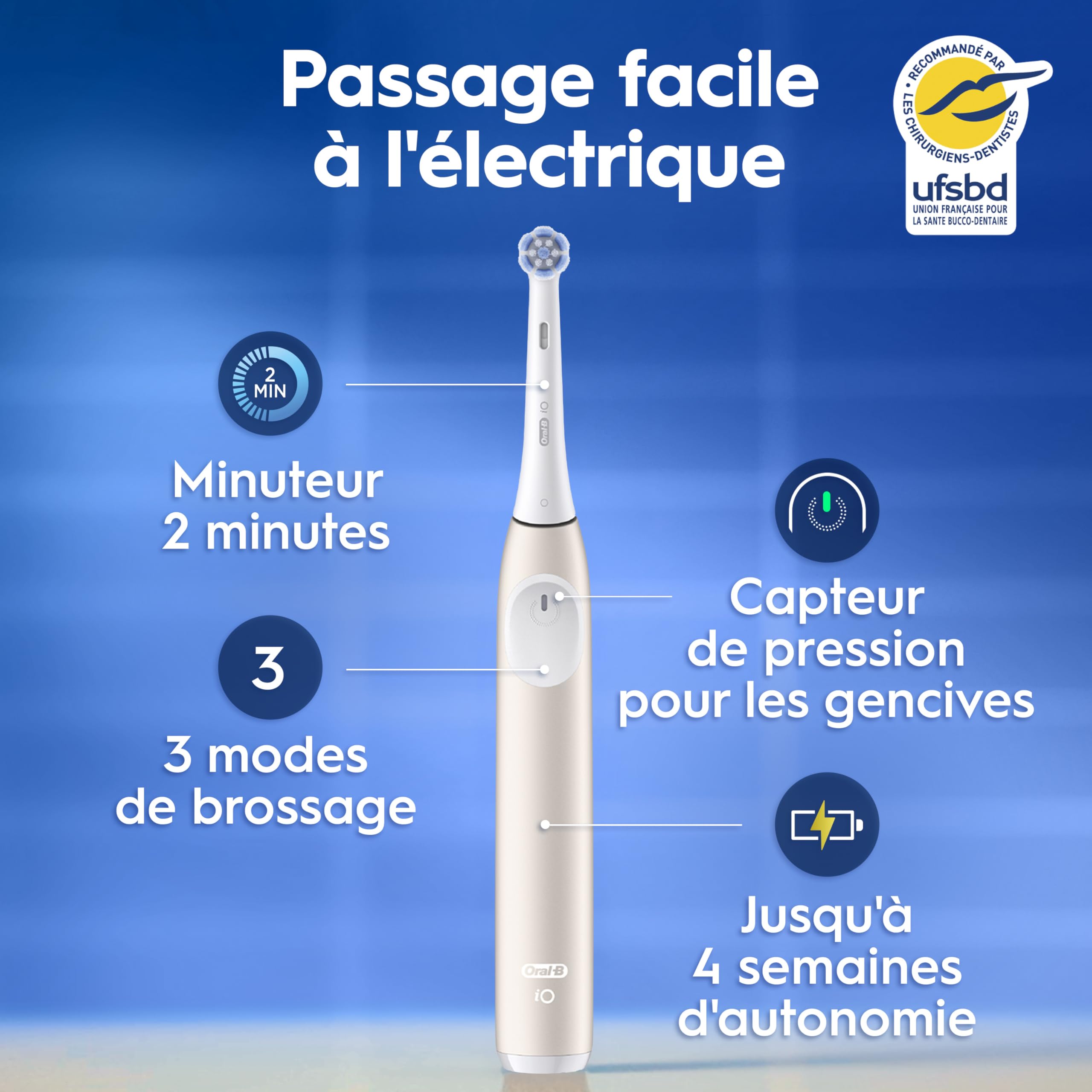 Oral-B iO2 Brosse À Dents Électrique Rose Clair, 1 Brossette, 1 Étui De Voyage, 1 Porte-Brossettes de voyage