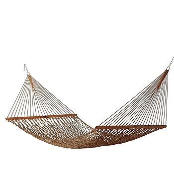 Amazon Com Original Pawleys Island 12dcot Single Oatmeal Duracord Rope Hammock With Free Extension Chains Tree Hooks Handcrafted In The Usa Accommodates 1 Person 450 Lb Weight Capacity 12 Ft X