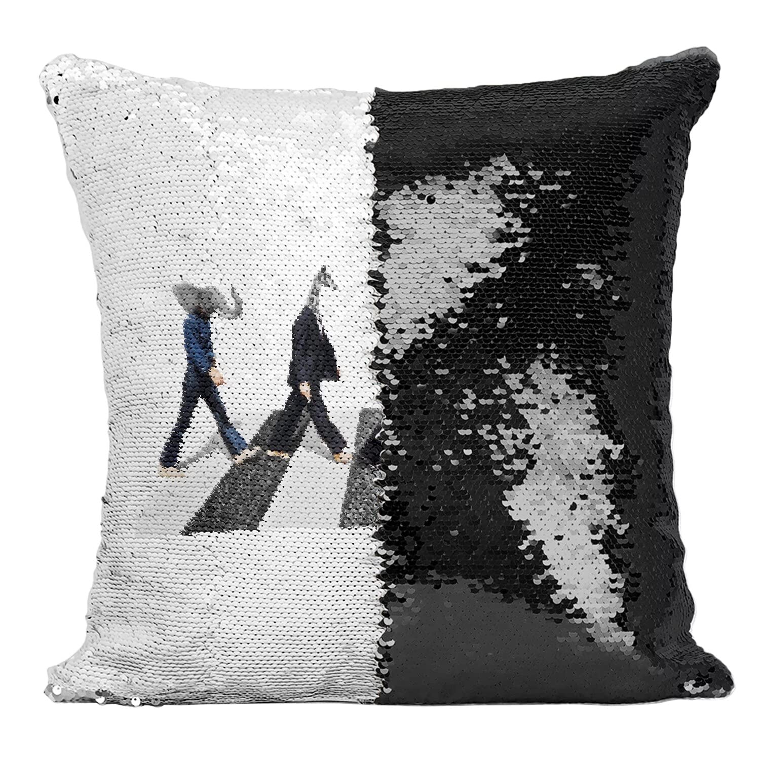 Coussin paillettes noir animaux pour salon moderne
