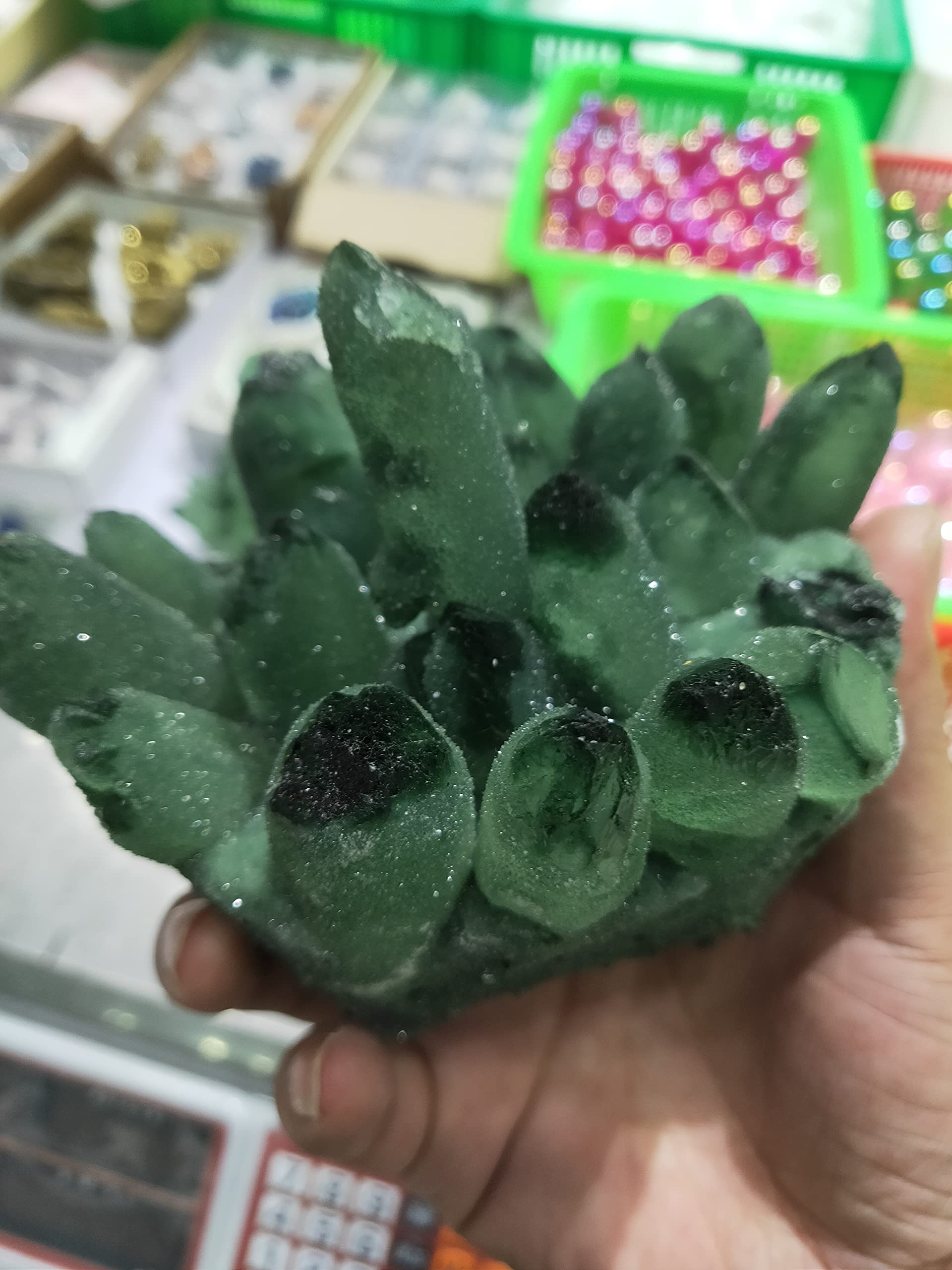 1000gRare Natural Green Ghost Stone Clear Natural Spectre Reiki Quartz Stones Specimen Beautiful (Size : 500g) ERTEYIN (Size : 200g)