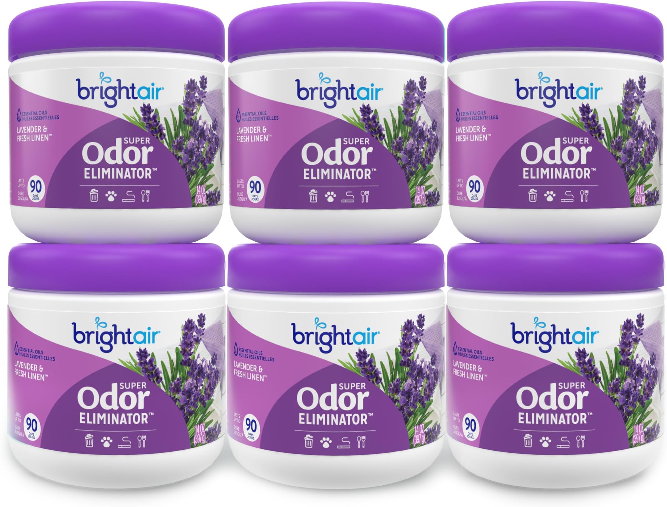 Super Odor Eliminator, Lavender And Fresh Linen, Purple, 14oz, 6/carton