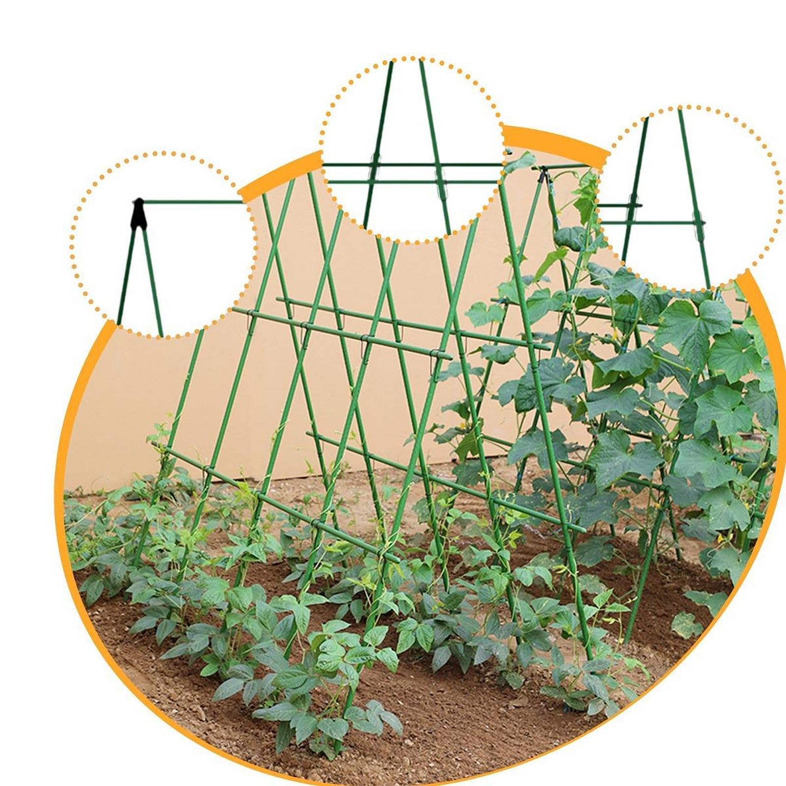 Tuteur pour Concombres, Support Métallique pour Plantes Grimpantes, Structure de Culture en Détachable avec Tubes en Acier Revêtus de PE, S, 90 Cm X 90 Cm