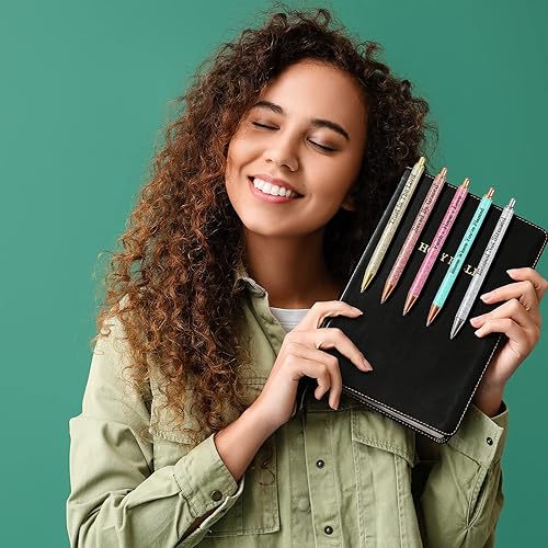 Miniatura 5 de Jeyiour 12 bolígrafos divertidos para adultos, elegantes inspiracionales con purpurina con mensajes motivacionales, bolígrafos bonitos para oficina,