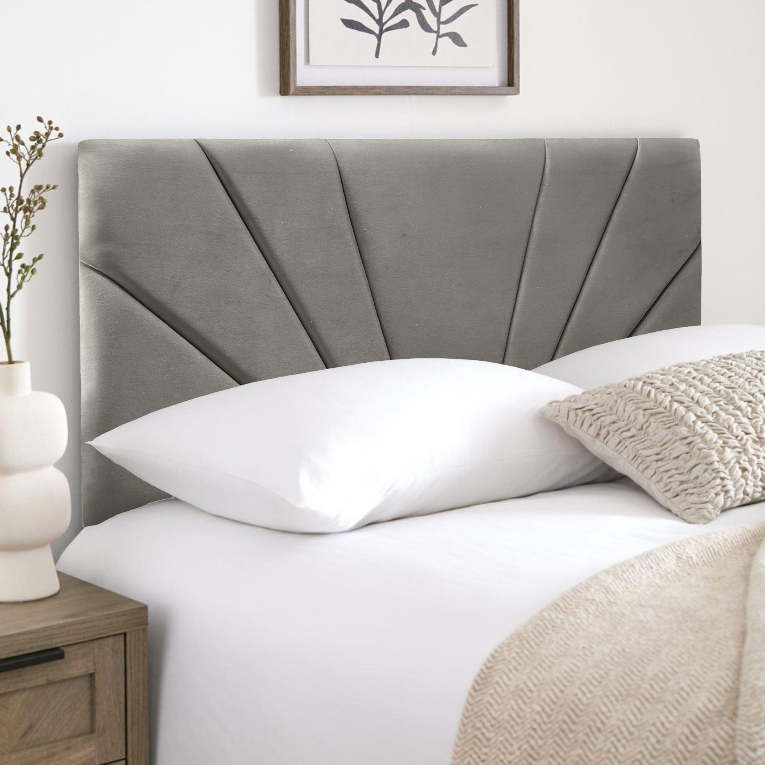 HB-1 Headboards for Beds – Butterfly 24'' Divan Bed Headboard – Headboards for Divan Beds, Bedroom & Hotel Furniture, Elegant Soft Plush Fabric Head Board