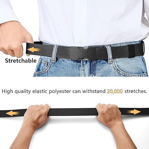 Miniatura 4 de LionVII Cinturón elástico para hombre, cinturones elásticos con hebilla de liberación rápida que se ajusta a través de las trabillas del cinturón,