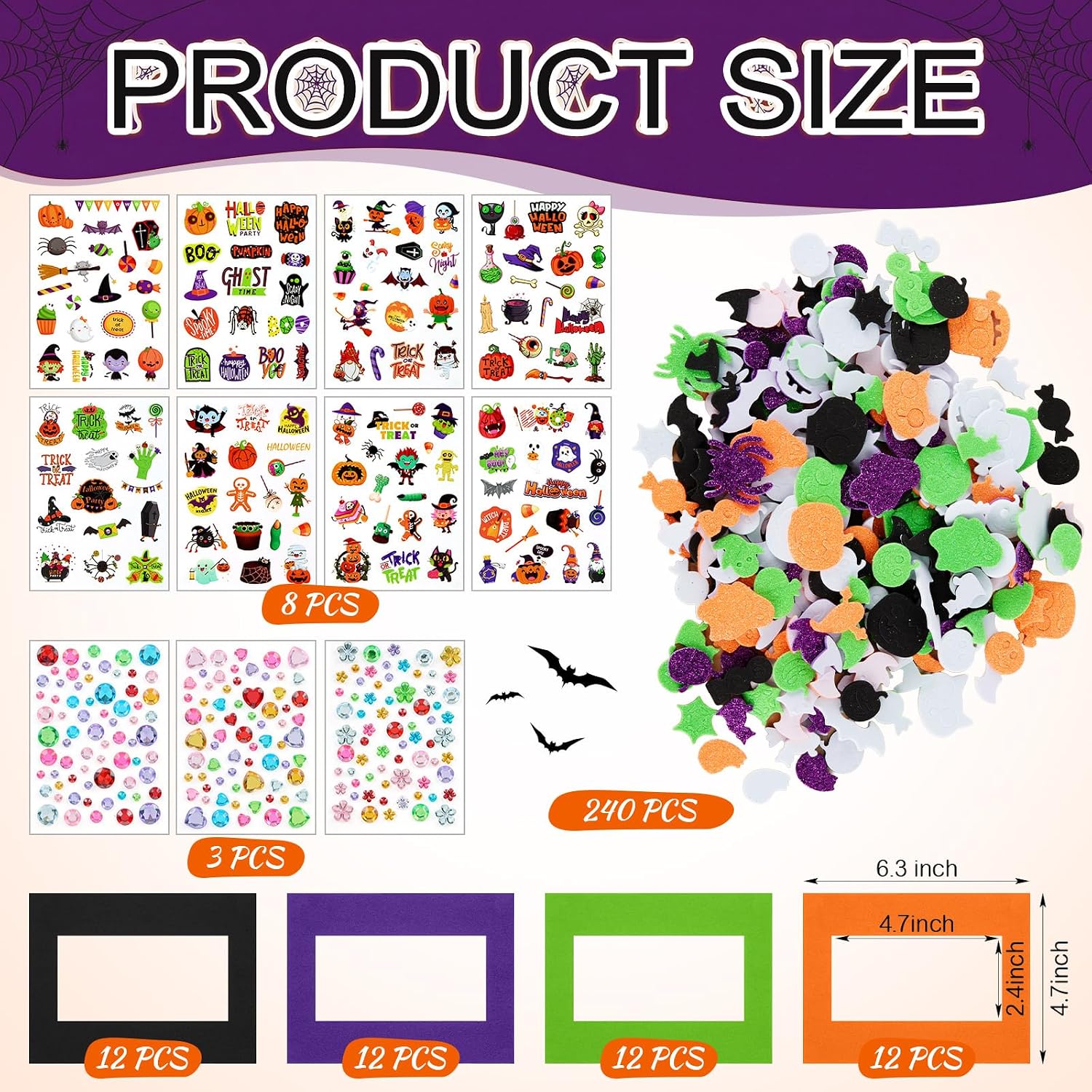 48 Sets Halloween Foam Picture Frame Ghost Pumpkin DIY Craft