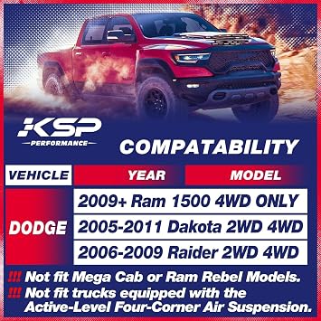 KSP 2.5 Leveling Kits for Ram 1500 2009-2026, 2pcs Front Aluminum Spacer