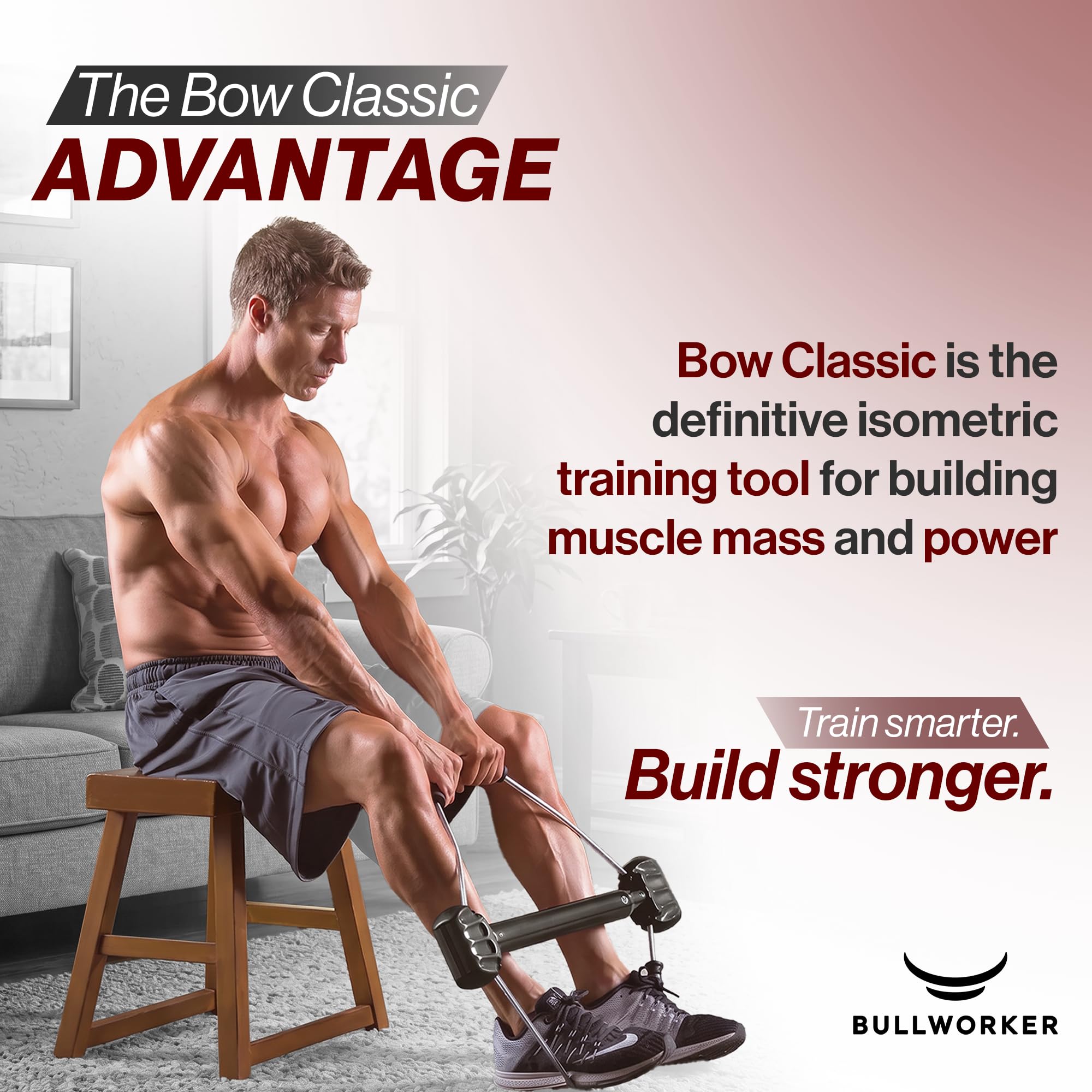 Bullworker Bow Classic 90cm Isometrisches Trainingsgerät, Tragbares Heimfitnessstudio mit individuell einstellbarem Widerstand, Brust- und Armtrainer, Ganzkörper-Krafttrainer, Schultertrainer.