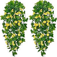 Vista 16 de BLEUM CADE Plantas Colgantes Falsas, 2pcs Planta Colgante Artificial, Enredaderas Falsas de Color Morado Profundo Planta Colgante para Pared Hogar