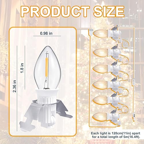 Miniatura 4 de Cable de accesorios con 6 bombillas LED, cable C7 clip de luces con cable de repuesto y enchufe hembra para Halloween, Navidad, aldea, decoración de