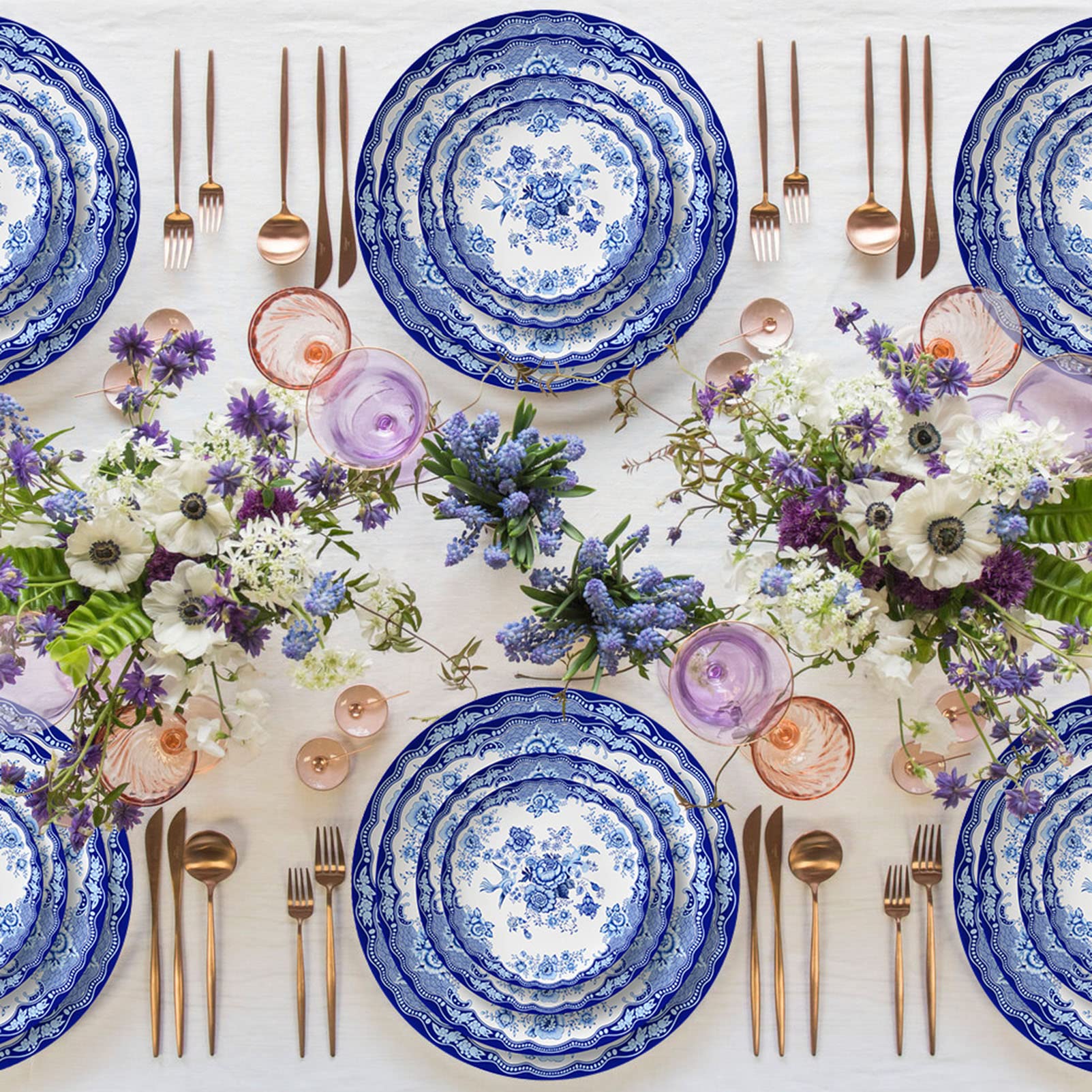 Niebiesko-białe zestawy obiadowe z porcelany dla 4 osób, nowy zestaw ceramicznych talerzy obiadowych z porcelany kostnej, 16-częściowy zestaw domowych naczyń kuchennych, zastawa stołowa