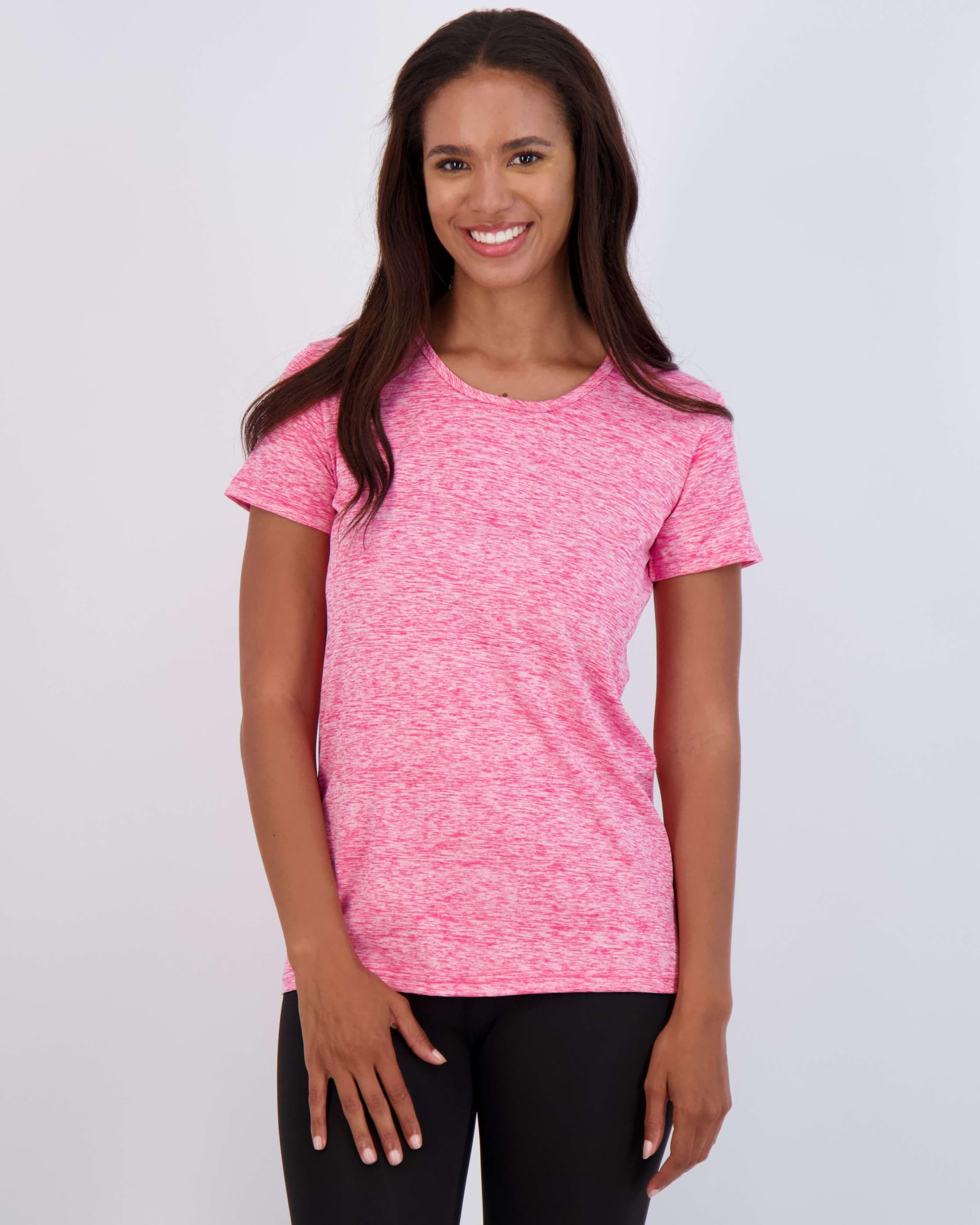 Real Essentials Lot de 5 t-Shirts athlétiques à Manches Courtes et col Rond pour Femme Dry Fit Tech Stretch