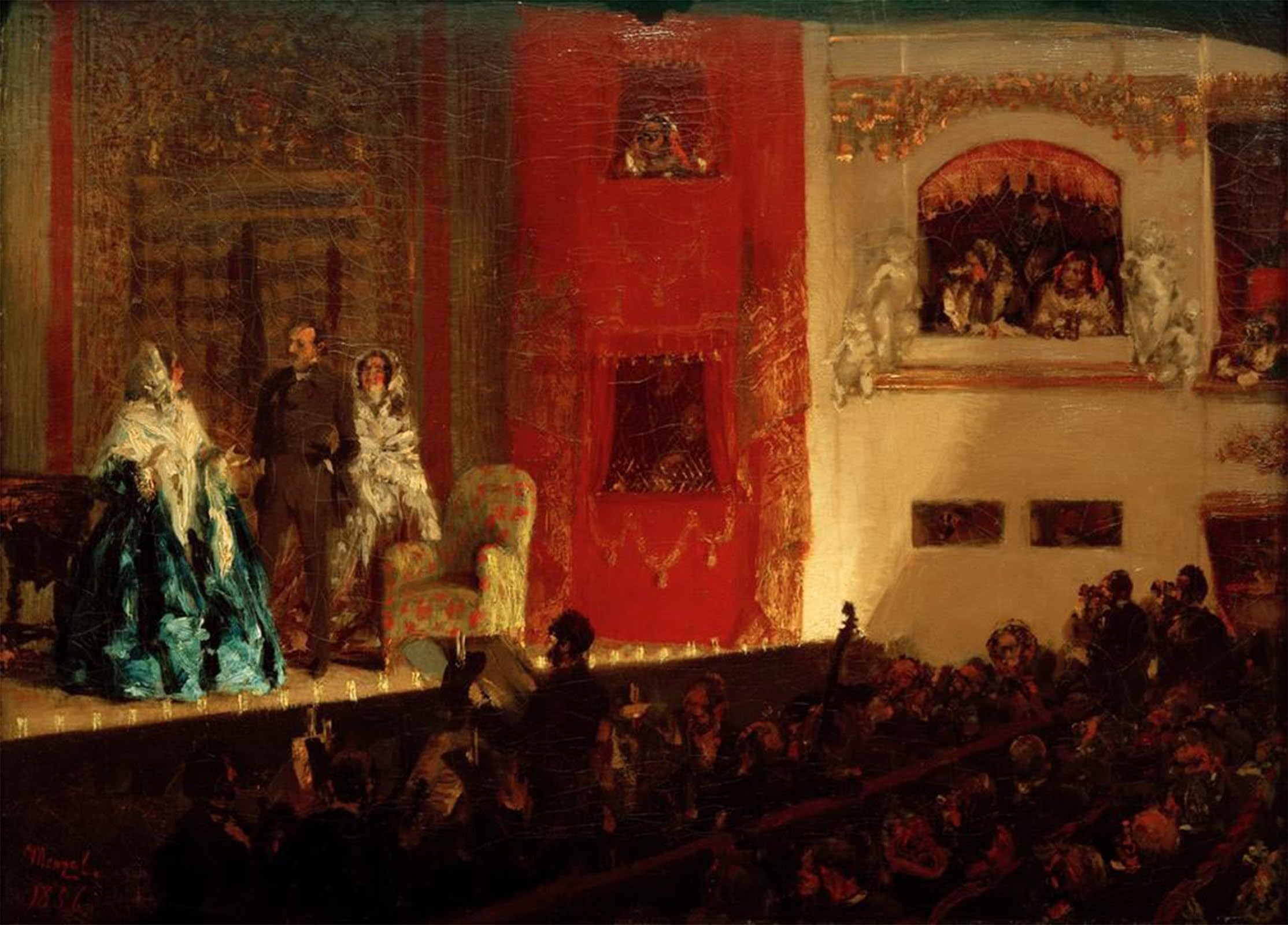POSTERIIk Vintage Art Print Images Pictures Print Theater of the Gymnase in Paris by Adolph Menzel Modern Colour Posters for Office Home Decor 60x90cm