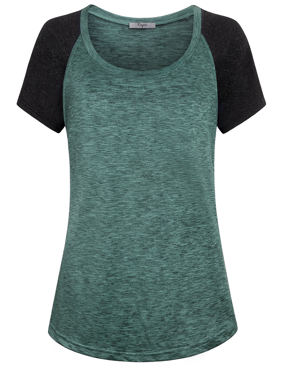 Womens Round Neck Raglan Short Sleeve Yoga Shirt Workout Tunics Tops