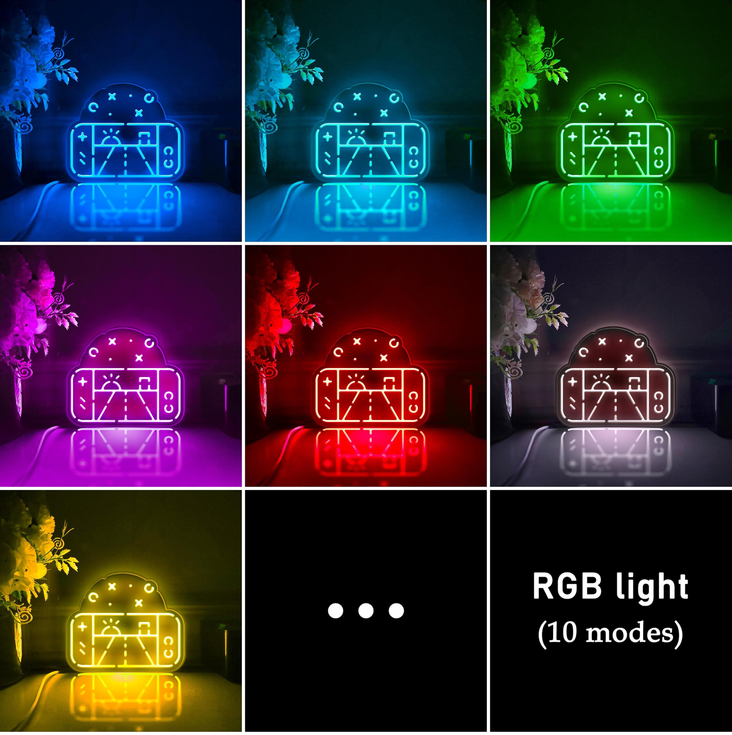 Przenośna konsola do gier LED, konsola do gier, dekoracja ścienna, znak świetlny, dekoracja biurka, dekoracja sypialni, prezent dla graczy (światło RGB, średni rozmiar)