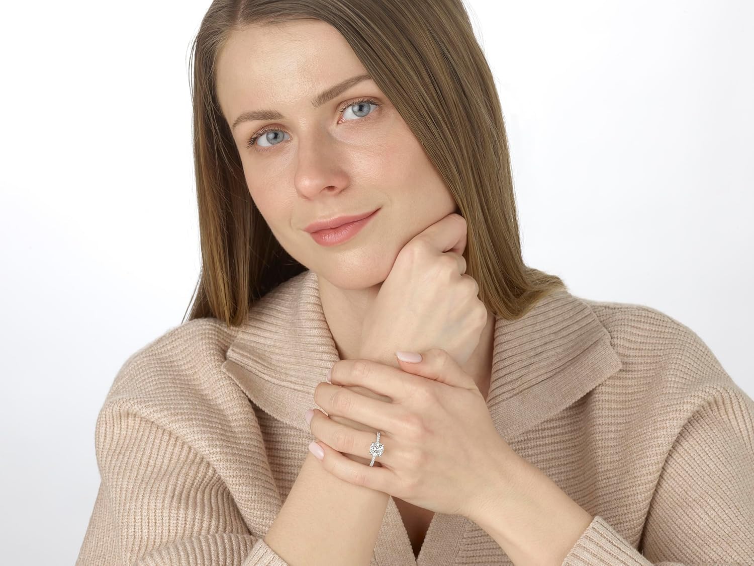 IGI Certified 1 1/4 to 3 1/3 Carat Lab Grown Diamond Engagement Ring for Women I 14k White Gold Ring for Her Side Stones (G-H VS1-VS2 cttw) Wedding Promise Anniversary Ring Size 6 to 8 - Image 4