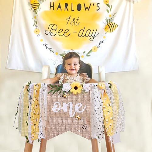 Miniatura 2 de Cartel para silla alta de primer cumpleaños con temática de abeja, cartel de bebé de abeja, decoración de fiesta de cumpleaños de abeja, decoración