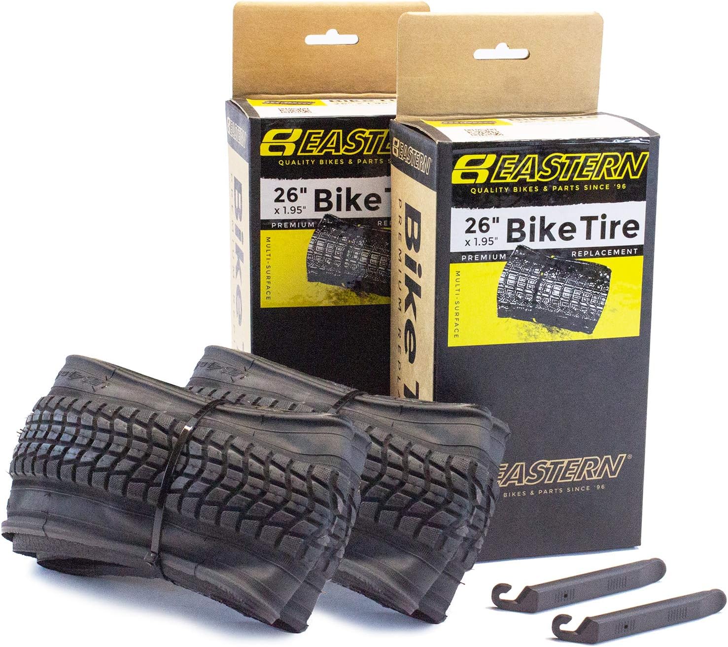 Eastern Bikes Premium Upgrade 26 x 1.95 Inch Tire with Tools. Fits Bicycles with 26 x 1.75 or 26 x 2.125 Rim or Wheels.