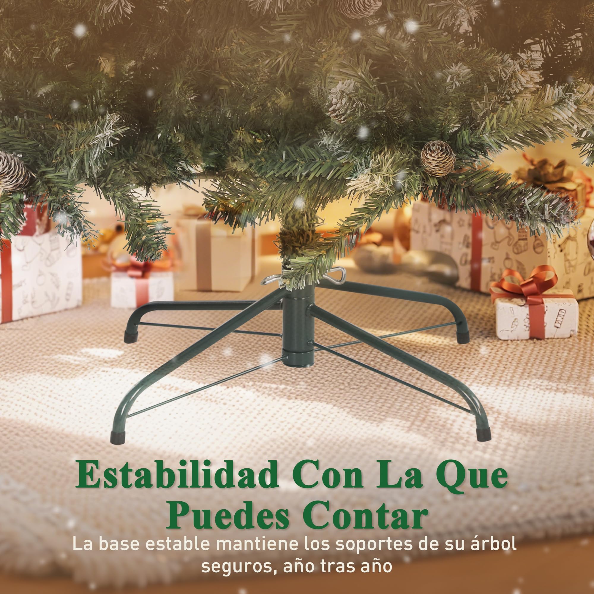 HOMCOM Árbol de Navidad Artificial 150 cm con 581 Ramas con Nieve Verde | Árbol de Navidad, 44 Piñas, Soporte Metálico Plegable, Fácil Montaje, Salón, Interior