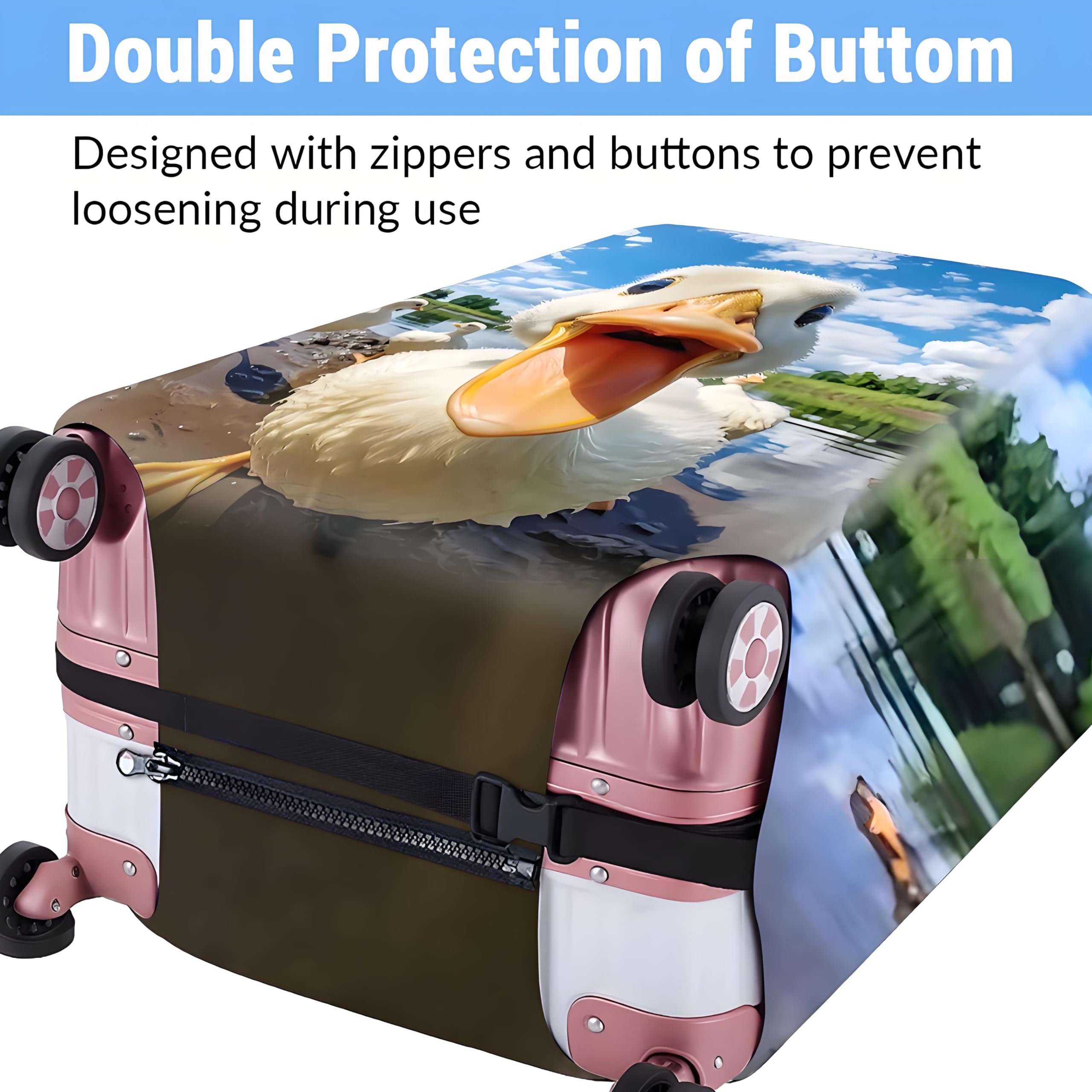 FANSU Elastisch Kofferhülle Kofferschutzhülle, 3D Ente Druck Kofferüberzug Schutzhülle mit Reißverschluss, Elasthan, Waschbar Tierdruck Luggage Cover- 18 bis 32 Zoll