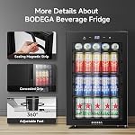 BODEGA Beverage Refrigerator Cooler, Under Counter Fridge Hold 120 Cans, Built-in and Freestanding Beverage Cooler Glass Door, Beverage Fridge Beer Fridge Perfect for Beer, Soda, Water.