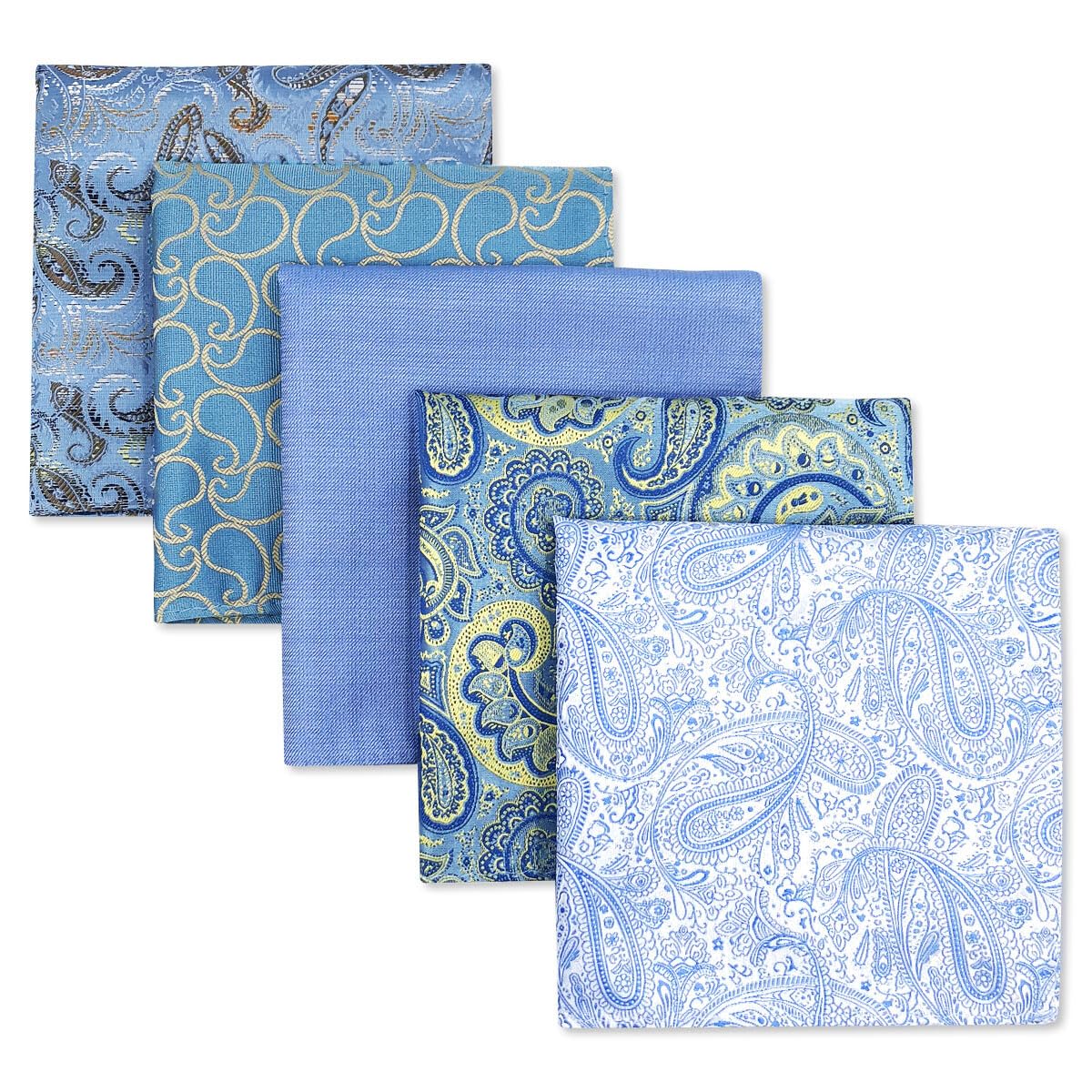 SHLAX&WING 5 Pieces Assorted Mens Silk Pocket Square Set Handkerchiefs
