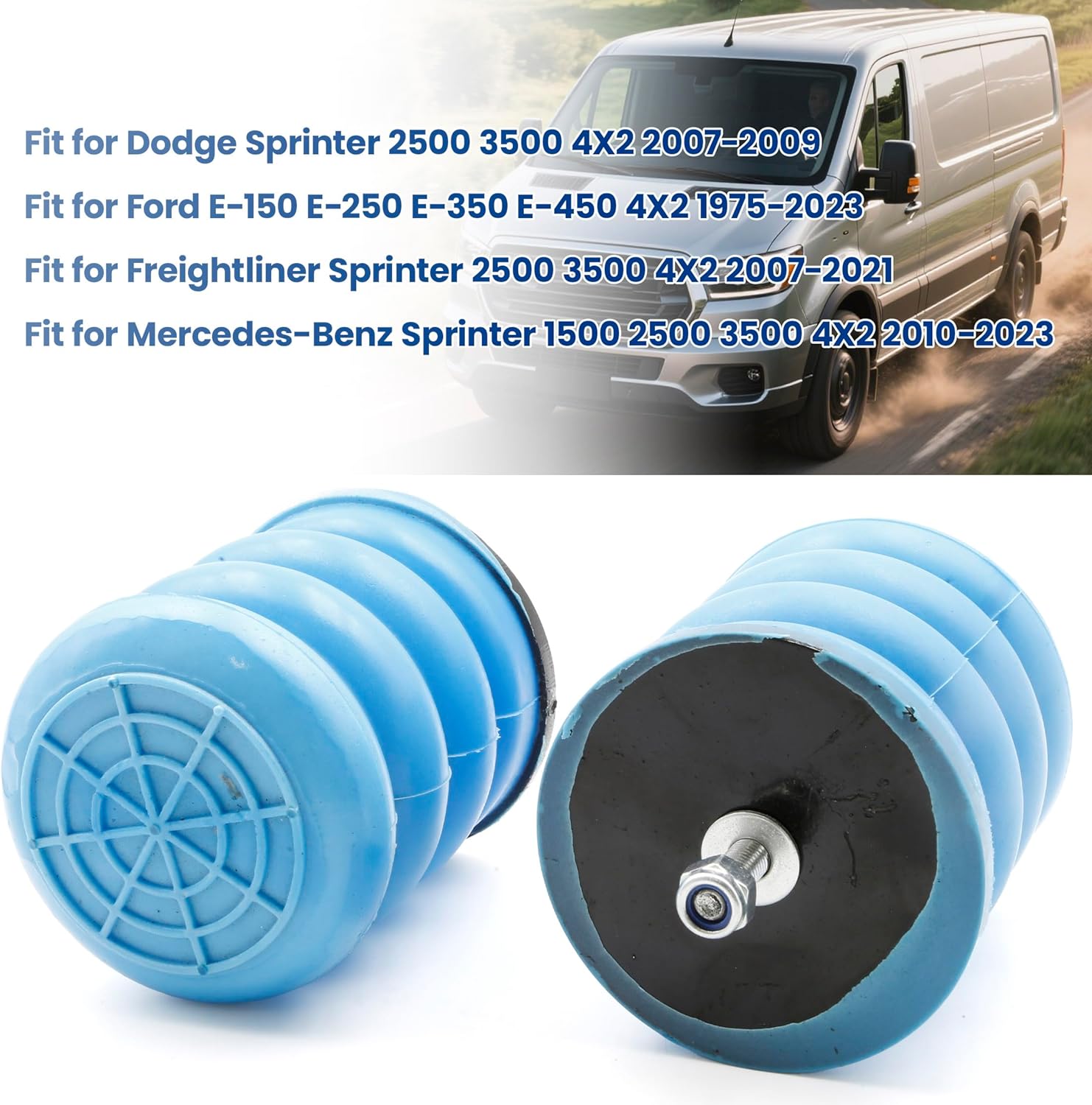 Air Suspension Helper Spring Kit Front Fit for Dodge Sprinter Ford E-150 E-250 E-350 E-450 Freightliner Sprinter Mercedes-Benz Sprinter 1975-2023, Bump Stop Replace SSF-106-40 SSF106040, 2PCS
