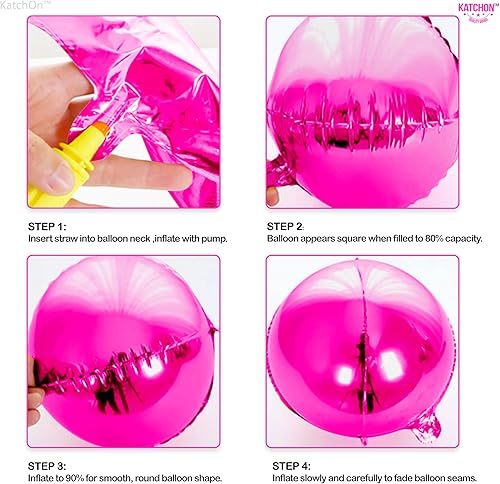 Miniatura 3 de KatchOn, Globos grandes de color rosa intenso, paquete de 6 unidades, 22 pulgadas, globos de Mylar rosa intenso para decoraciones de San Valentín