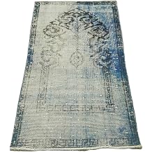 63x118 cm Overdyed Vintage Mavi Vintage Y n El Dokuma Modern Geometrik Etnik Eskitme Desenli Boho Oturma Odas  Salon Yolluk Koridor Mutfak Hal s