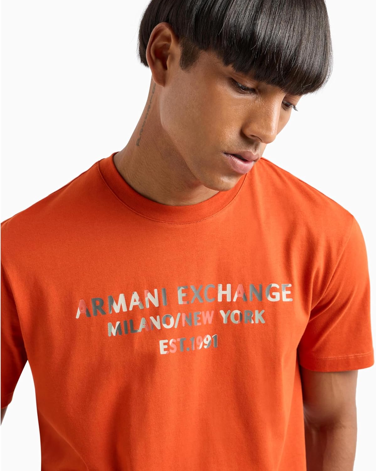 Armani Exchange Men's Milano New York Camo Print Loose Fit Heavy Tee