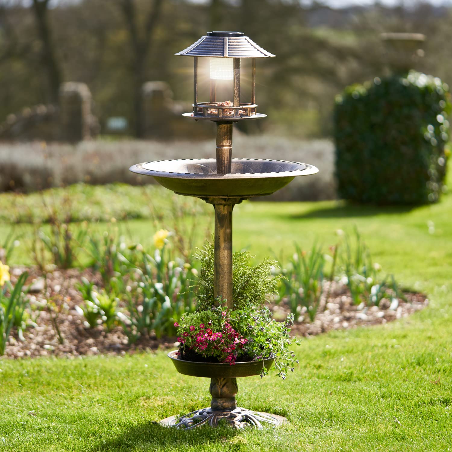 Buy SA Products Solar Bird Feeder Station Bronze Bird Bath Fountain