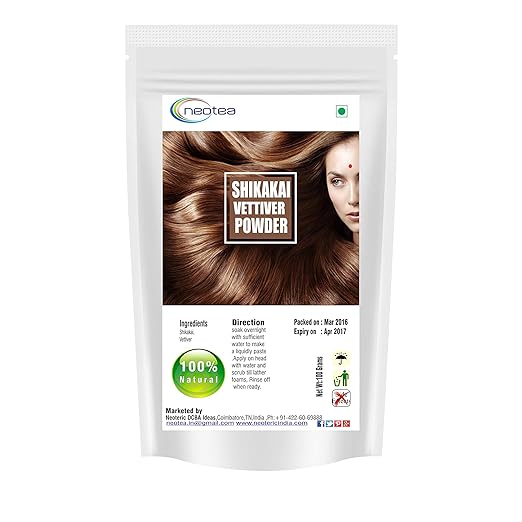 Neotea Shikakai Vettiver Grass Khus Chrysopogon zizanioides Sheegae Powder , 100g