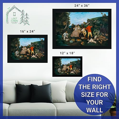 Miniatura 6 de Lost Cabin The Hunt Breakfast de Gustave Courbet  Imprimir marco plano negro  Reproducción de pintura de obras de arte finas  Póster enmarcado para