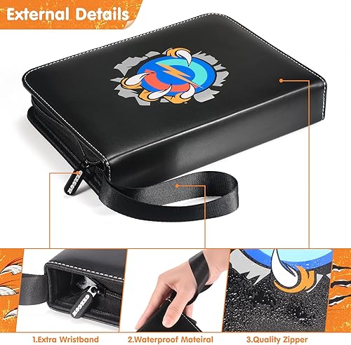 Miniatura 3 de Carpeta para tarjetas coleccionables de 4 bolsillos se adapta a 400 tarjetas con 50 fundas extraíbles álbum de carpeta de tarjetas con cremallera