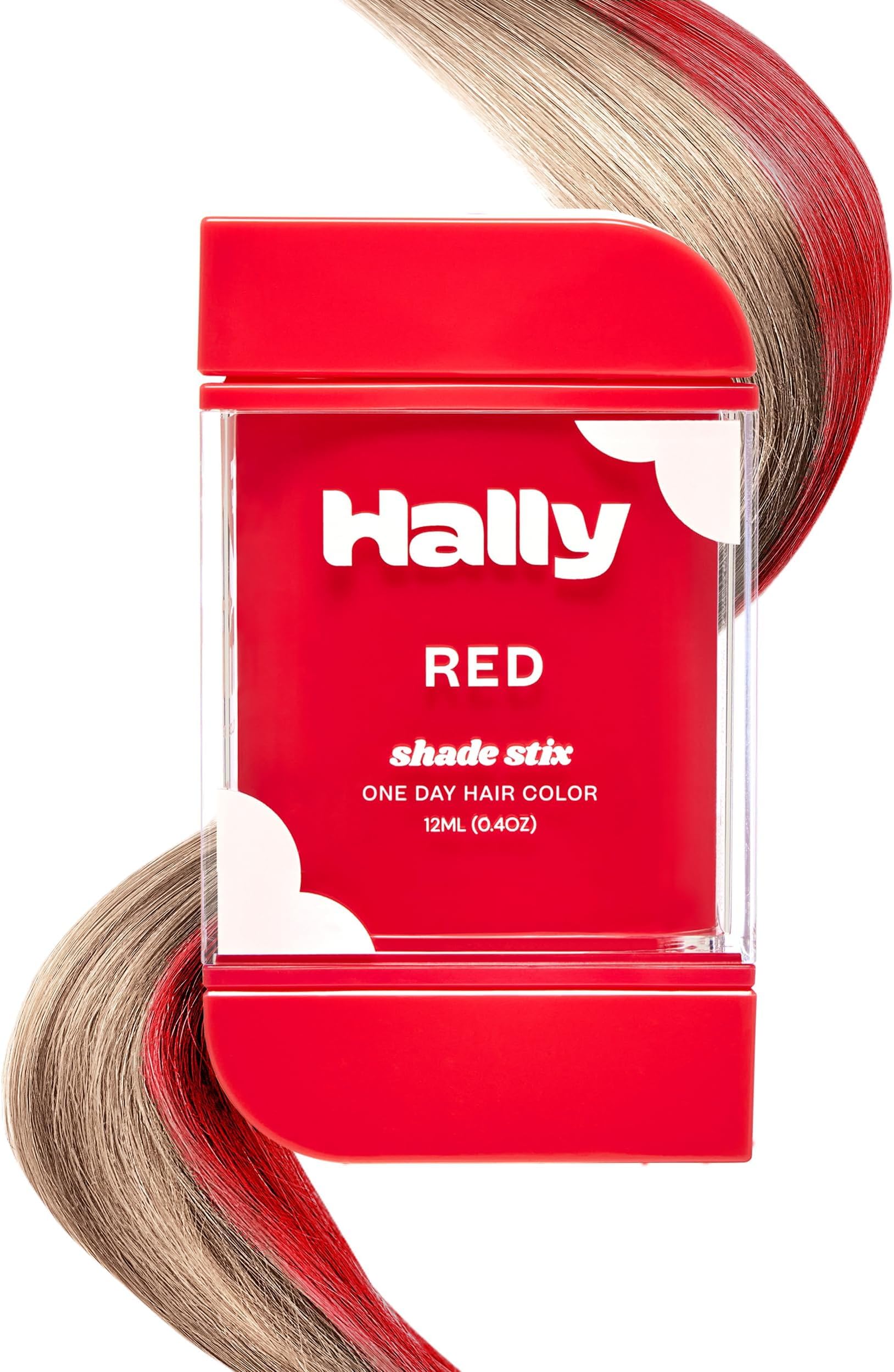 Hally Hair Temporary Hair Color, Shade Stix (Red) - Hair Makeup Accessories for Kids, Teens & Adults - 12 ml Washable Hair Chalk & Dye for Festivals, Sporting Events & Parties