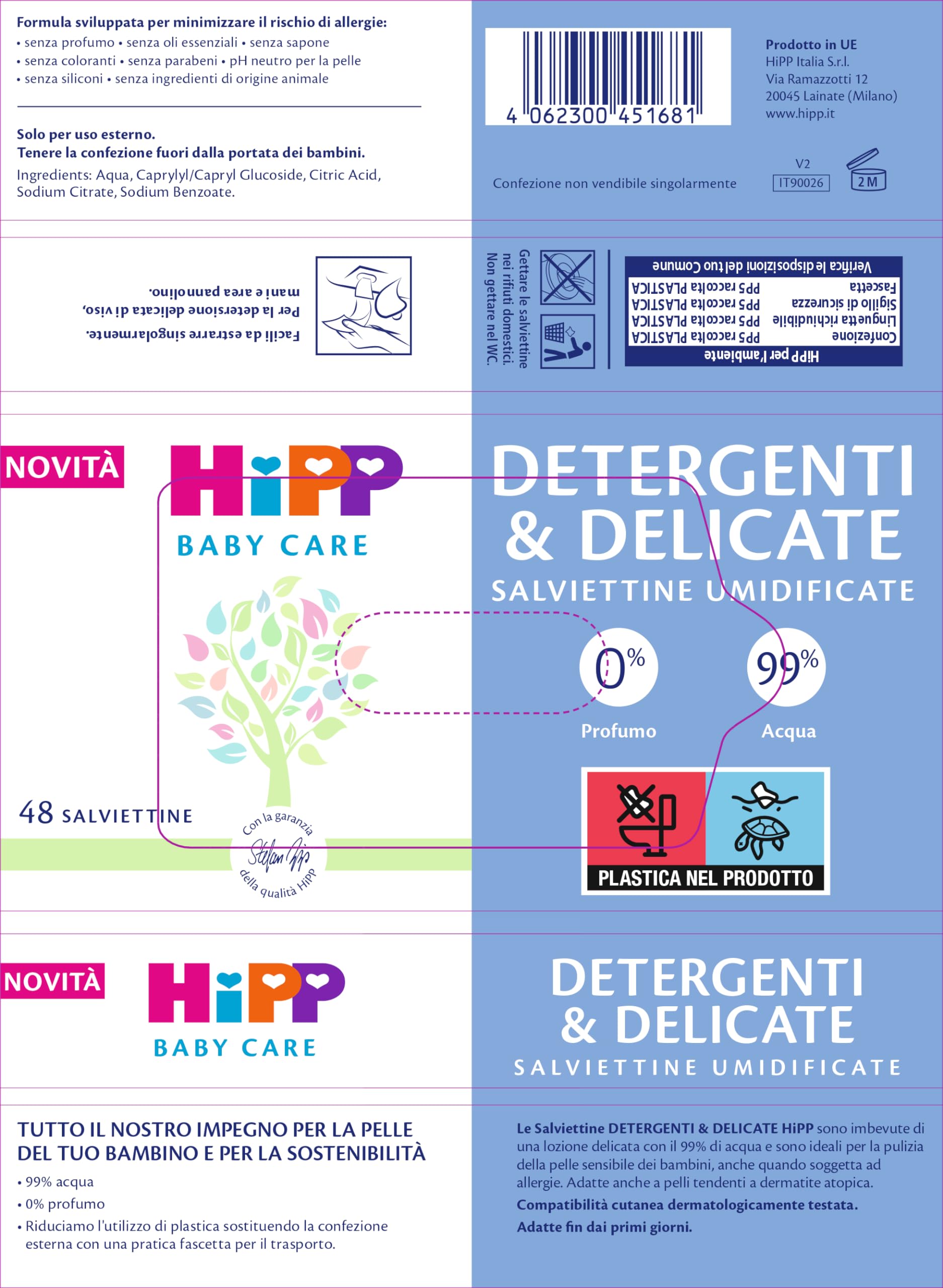 HiPP Salviette Neonato Umidificate Senza Plastica 15x48