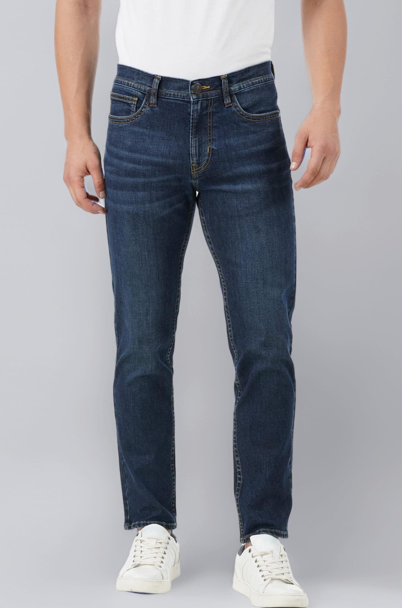 INKD Men's Regular Fit Jeans - Mid-Rise | Cotton Blend | Stretchable Fabric | Classic 5 Pocket Styling | Men's Bottomwear (Available in Plus Sizes)