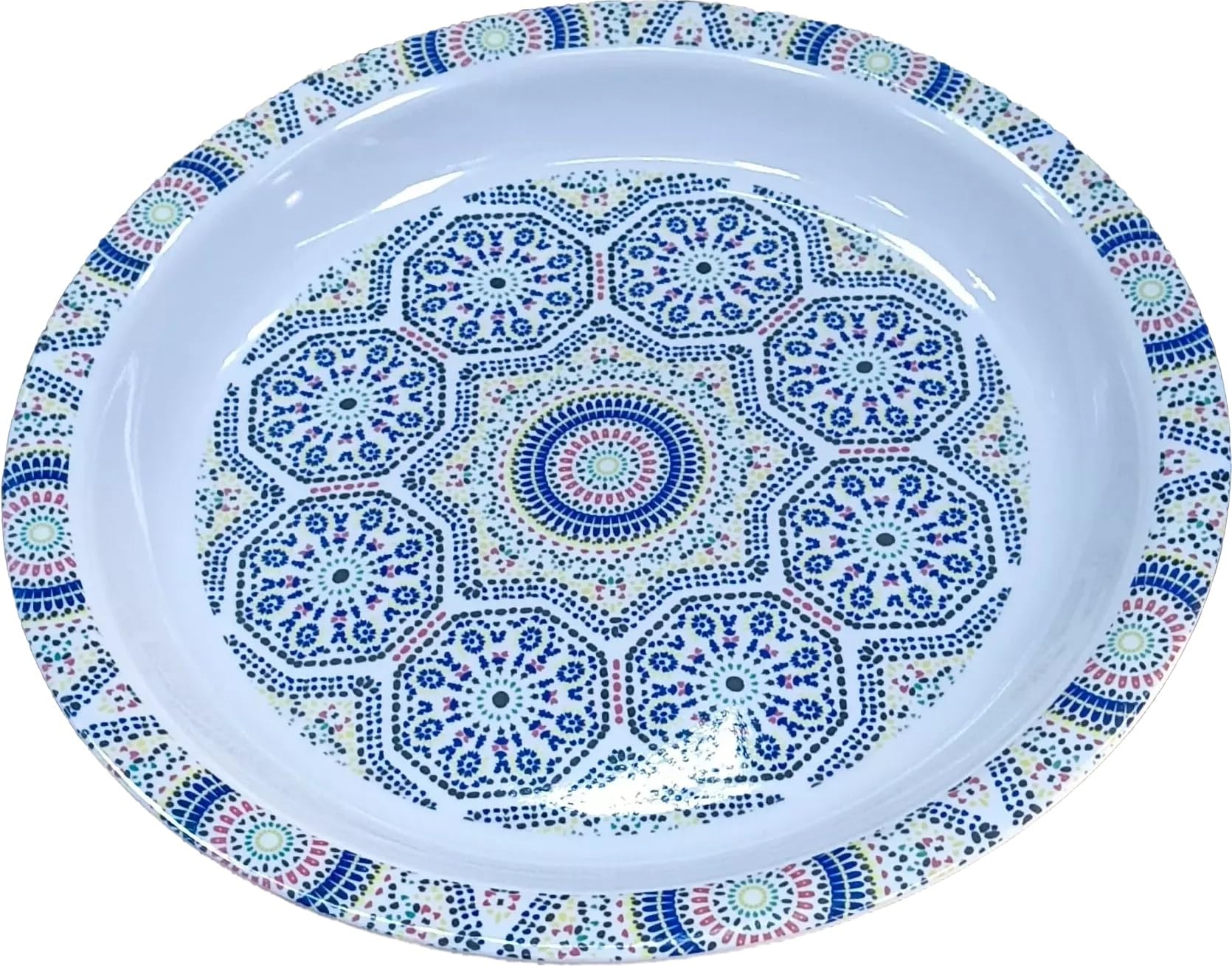 Saqoware Melamine Round Tray 45 cm | صينية مستديرة | Sahan | Round Food Serving Tray | Group Food Plate | Biriyani,Mandi,Arabic food Serving Plate | Ramadan Food serving Tray Traditional Desighns
