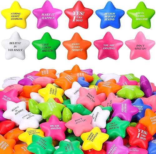 Jerify 120 bolas de estrellas para el estrés con citas motivacionales para aliviar el estrés, juguete inspirador para el estrés, regalo a granel