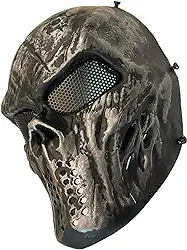 Máscara Black Silver Skull Airsoft Paintball Exclusiva Crânio Esqueleto Caveira Halloween Cosplay Tática Proteção