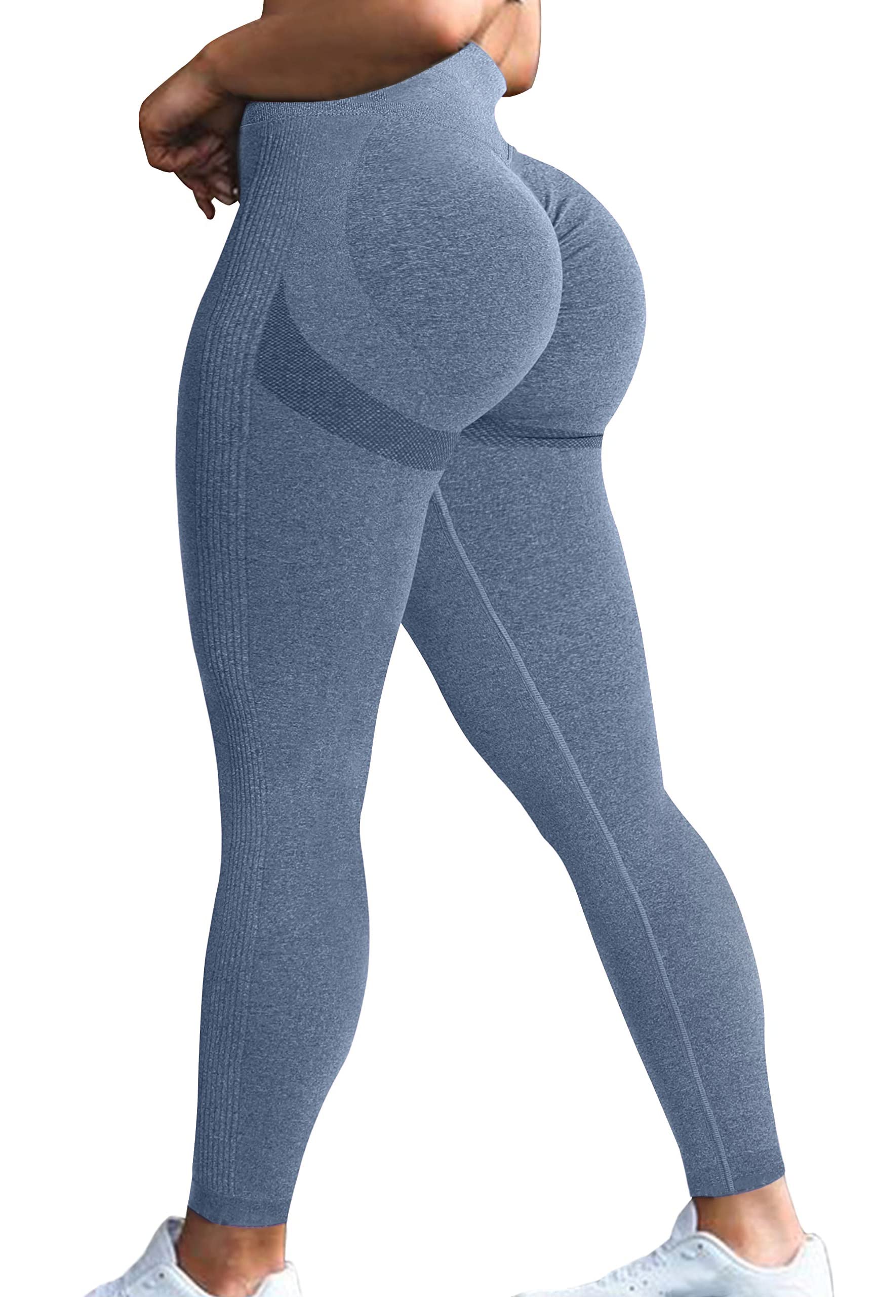 Vozobi Tiktok Trending Leggings Women's High Waist Smile Contour Booty Leggings Scrunch Butt Lift Workout Seamless Yoga Pants — view 78