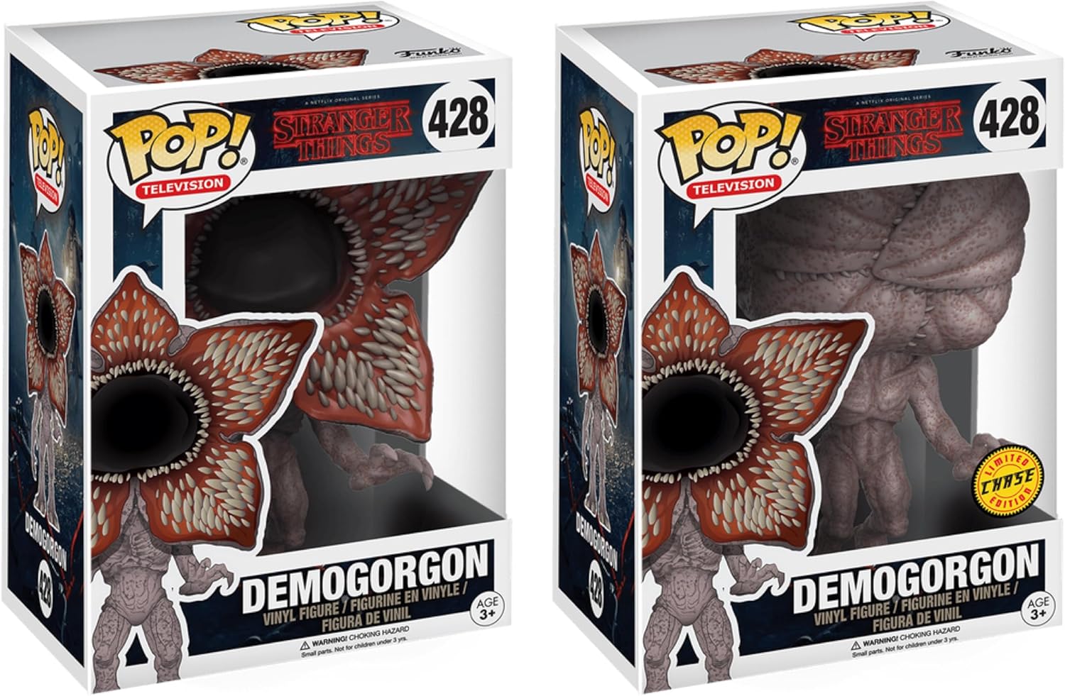 Funko Pop! Stranger Things Demogorgon (Chase & Common #428) 2-Pack Bundle – Official Netflix Collectible Vinyl Figures