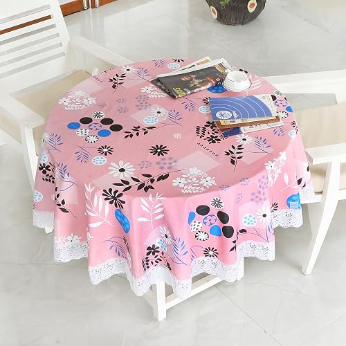Homerz Premium Round Table Cover, 60 inch Diameter, Waterproof and Easy to Clean, 2 Years Brand Guarantee (Smooth Pink)