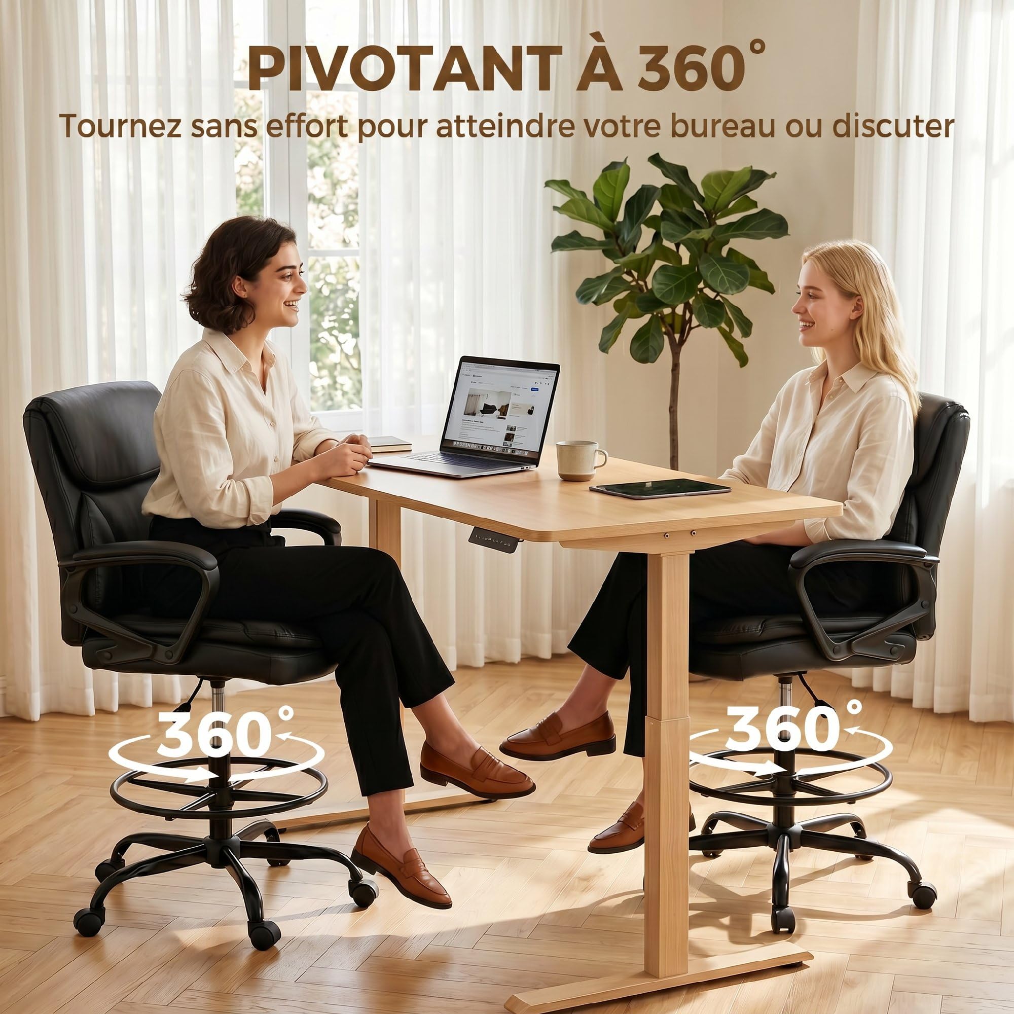 HOMCOM Chaise Bureau Ergonomique Chaise de Dessin Réglable en Hauteur Noir