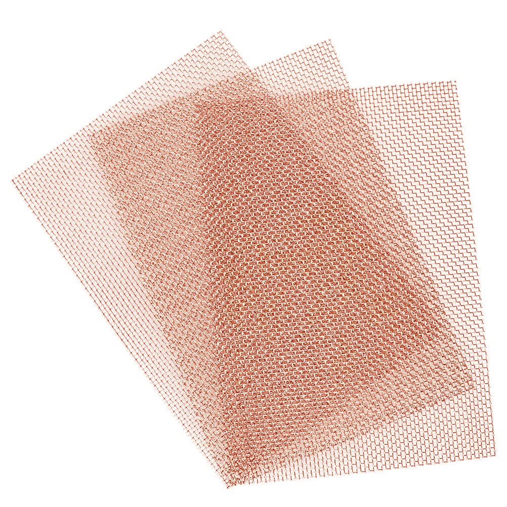 3 Pack 20 Mesh 99.9% Pure Copper Screen Woven Mesh Screen, Copper Mesh Cloth Fine Mesh, 11.8x23.6 Inch