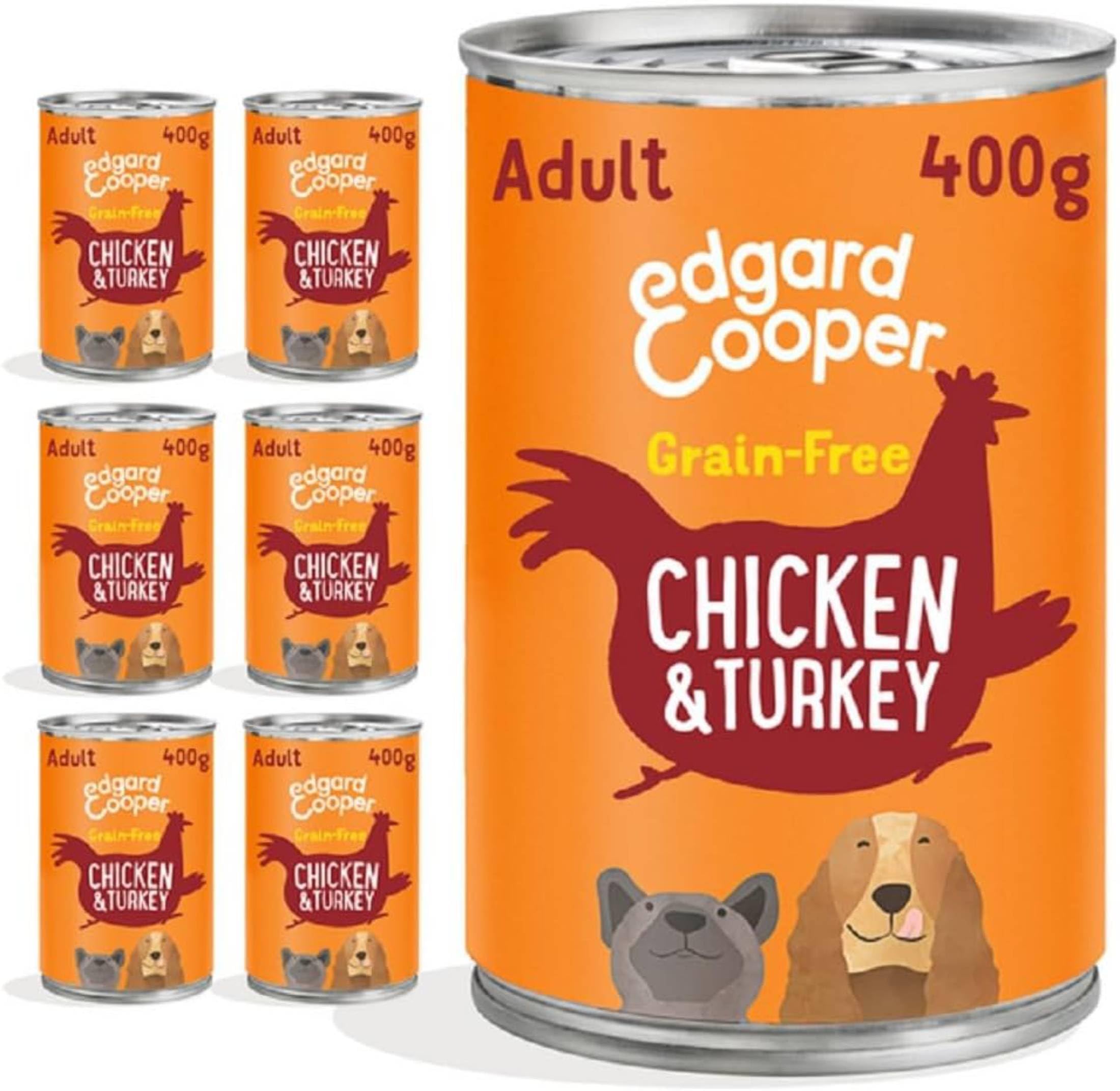 Edgard & Cooper Comida Húmeda para Perros Adultos Latas Natural Sin Cereales Paté 400g x 6 Pollo & Pavo Fresco, Alimentación Sana Sabrosa y Equilibrada, Carne Fresca